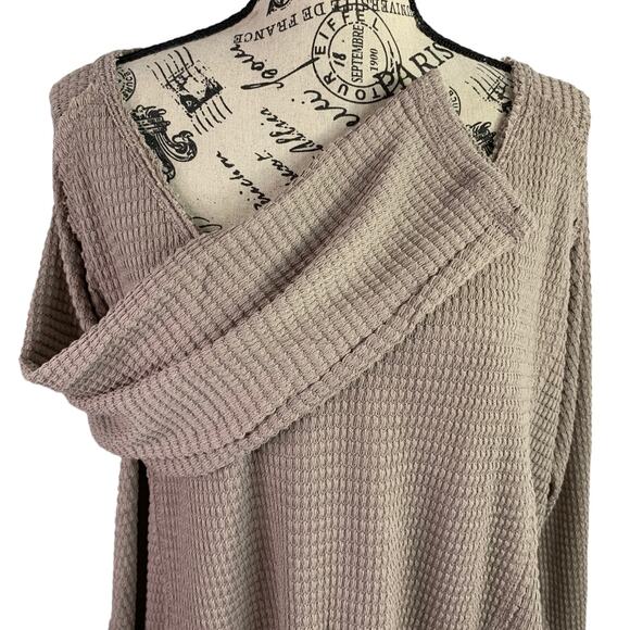 Ninexis Off shoulder Blouse waffle knit Polyester Top Long Sleeves Women L NEW - Picture 8 of 12